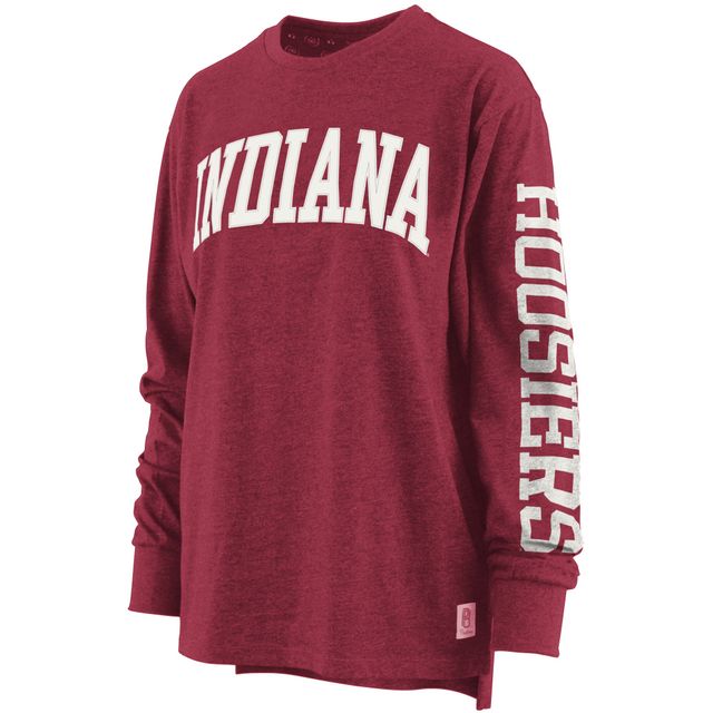 T-shirt à manches longues Pressbox Heathered Crimson Indiana Hoosiers Two-Hit Canyon pour femme