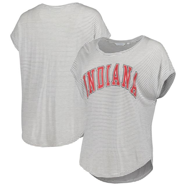 T-shirt Indiana Hoosiers Day Trip rayé à encolure dégagée pour femme, blanc/anthracite