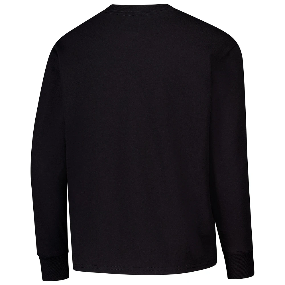 T-shirt à manches longues avec logo en relief noir des Indiana Hoosiers, champion jeunes
