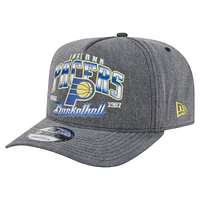 Men's New Era  Charcoal Indiana Pacers Throwback Washed Pre-Curved 9FIFTY Snapback Hat