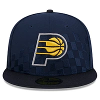 Men's New Era Navy Indiana Pacers  Rally Drive Checkerboard 59FIFTY Crown Fitted Hat