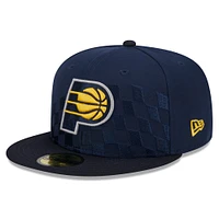 Men's New Era Navy Indiana Pacers  Rally Drive Checkerboard 59FIFTY Crown Fitted Hat