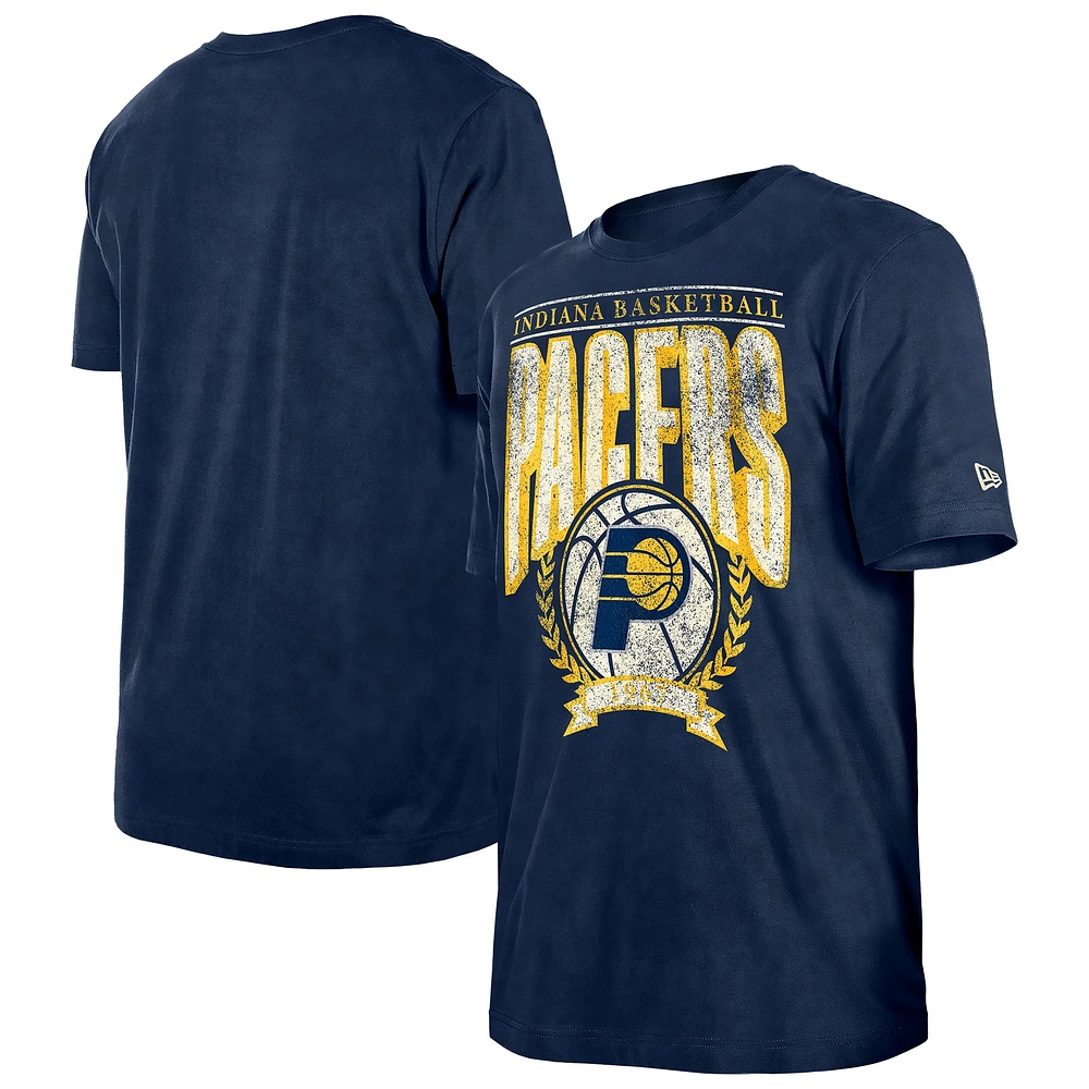 Men's New Era Navy Indiana Pacers Throwback Vintage Boxy Mineral Wash T-Shirt