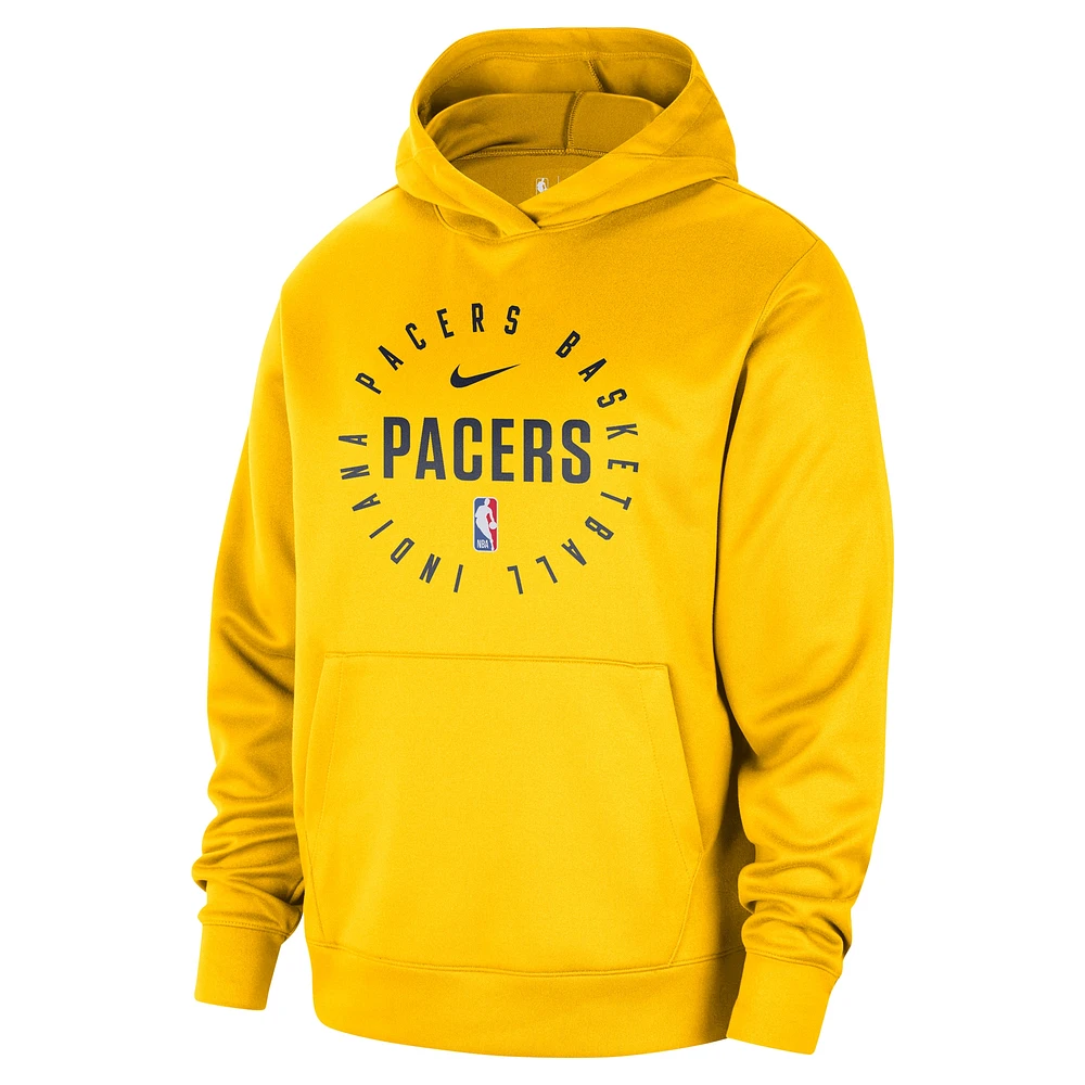 Men's Nike Gold Indiana Pacers 2024/25 Spotlight On-Court Practice Performance Pullover Hoodie