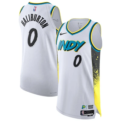 Maillot de joueur authentique Nike Tyrese Haliburton pour homme, blanc, Indiana Pacers 2024/25 - Édition City