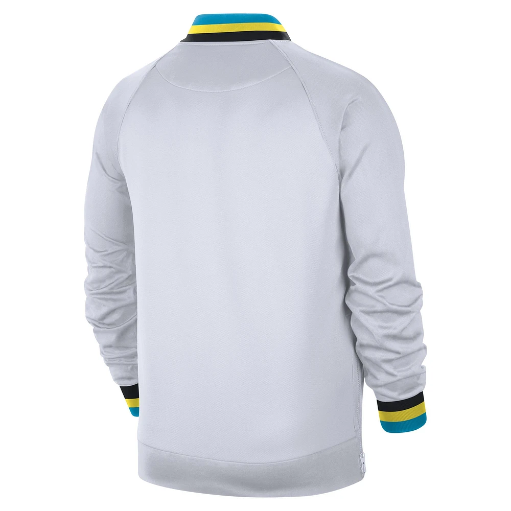 Veste Nike blanche à fermeture éclair intégrale pour homme Indiana Pacers 2024/25 City Edition Authentic Showtime Performance
