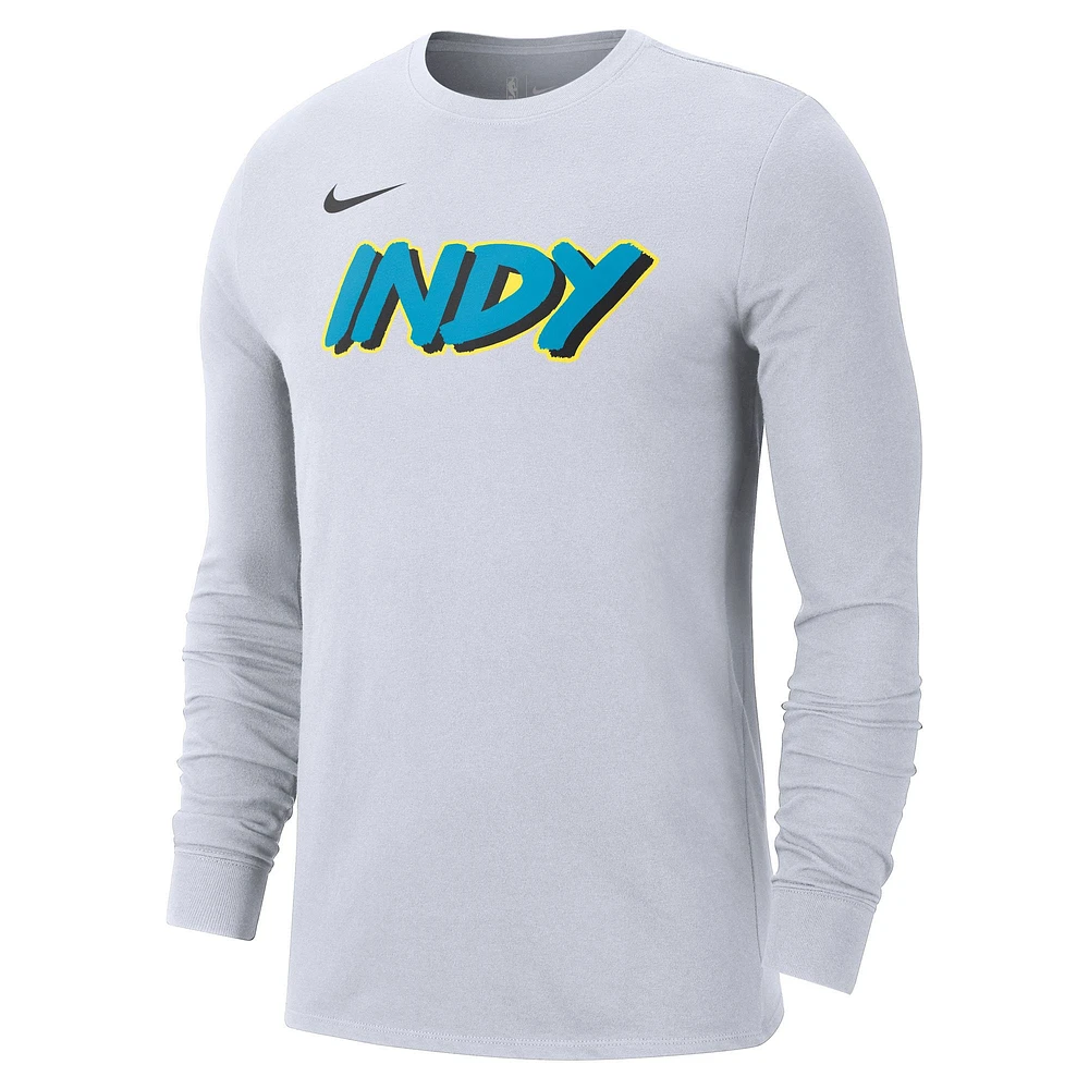 Men's Nike White Indiana Pacers 2024/25 City Edition Essential Logo Long Sleeve T-Shirt