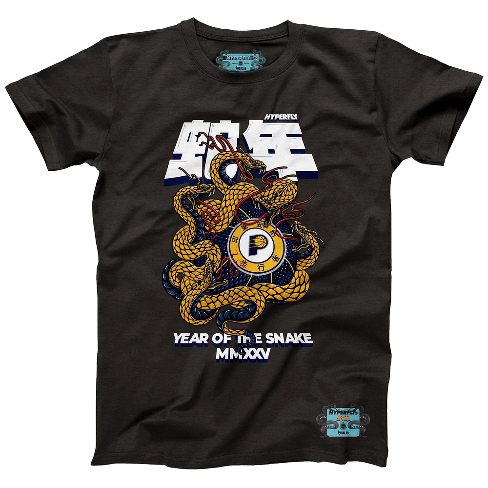 T-shirt unisexe NBALab x Hyperfly Heather Black Indiana Pacers Collection Année du serpent Nouvel An lunaire