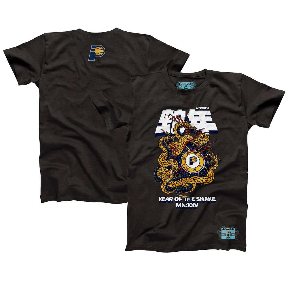 T-shirt unisexe NBALab x Hyperfly Heather Black Indiana Pacers Collection Année du serpent Nouvel An lunaire