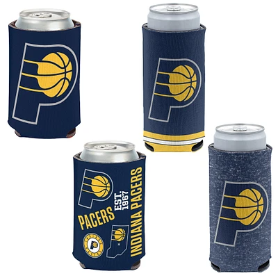 WinCraft Indiana Pacers, paquet de 4, 12 oz. Ensemble refroidisseur de canettes et de canettes minces