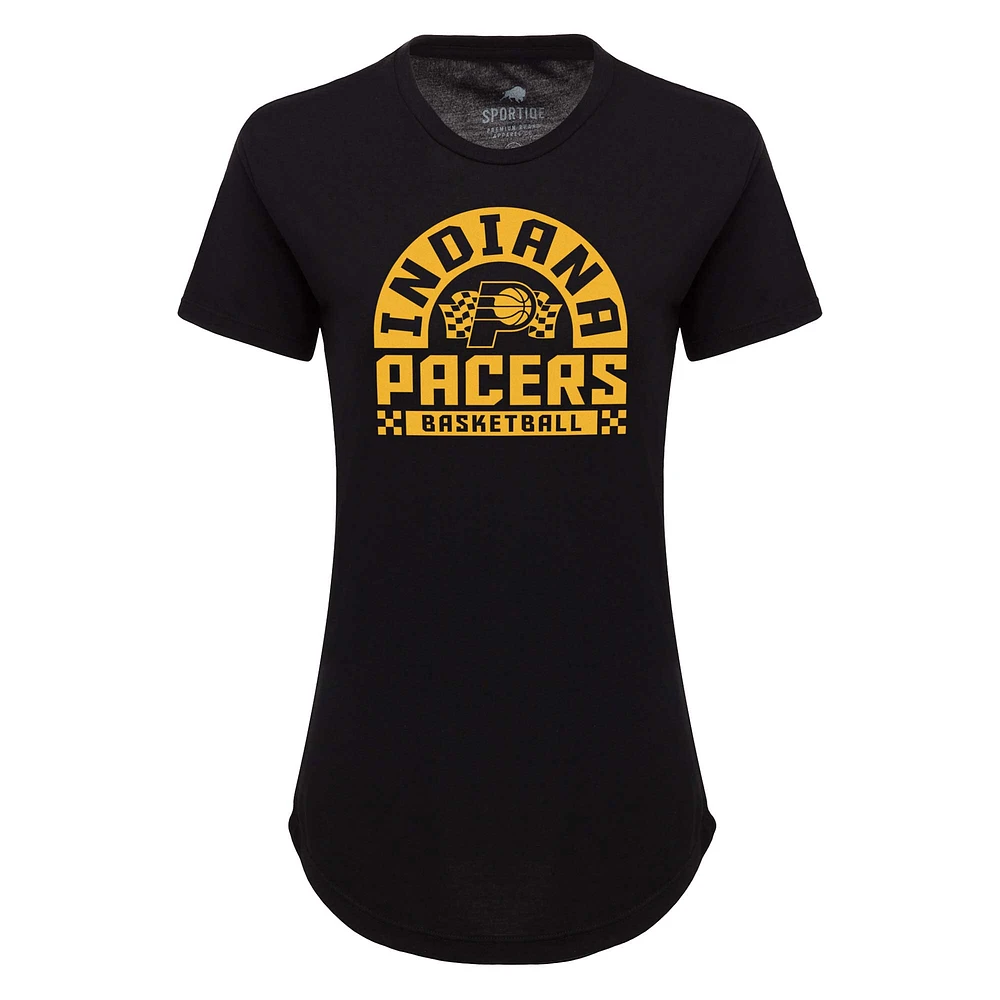 Women's Sportiqe Black Indiana Pacers Phoebe Super Soft Tri-Blend T-Shirt