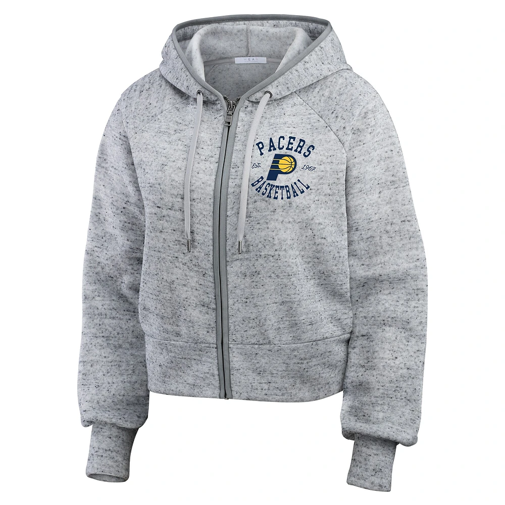 Women's WEAR by Erin Andrews Heather Gray Indiana Pacers Speckled Radiator Full-Zip Hoodie
