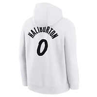 Youth Nike Tyrese Haliburton White Indiana Pacers 2024/25 City Edition Name & Number Pullover Hoodie