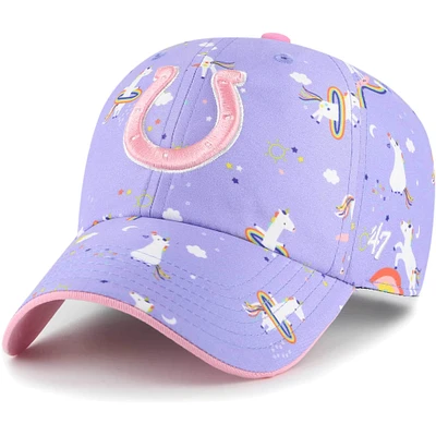 Bonnet réglable pour fille d'âge préscolaire '47 Lavande Indianapolis Colts Unicorn Clean Up