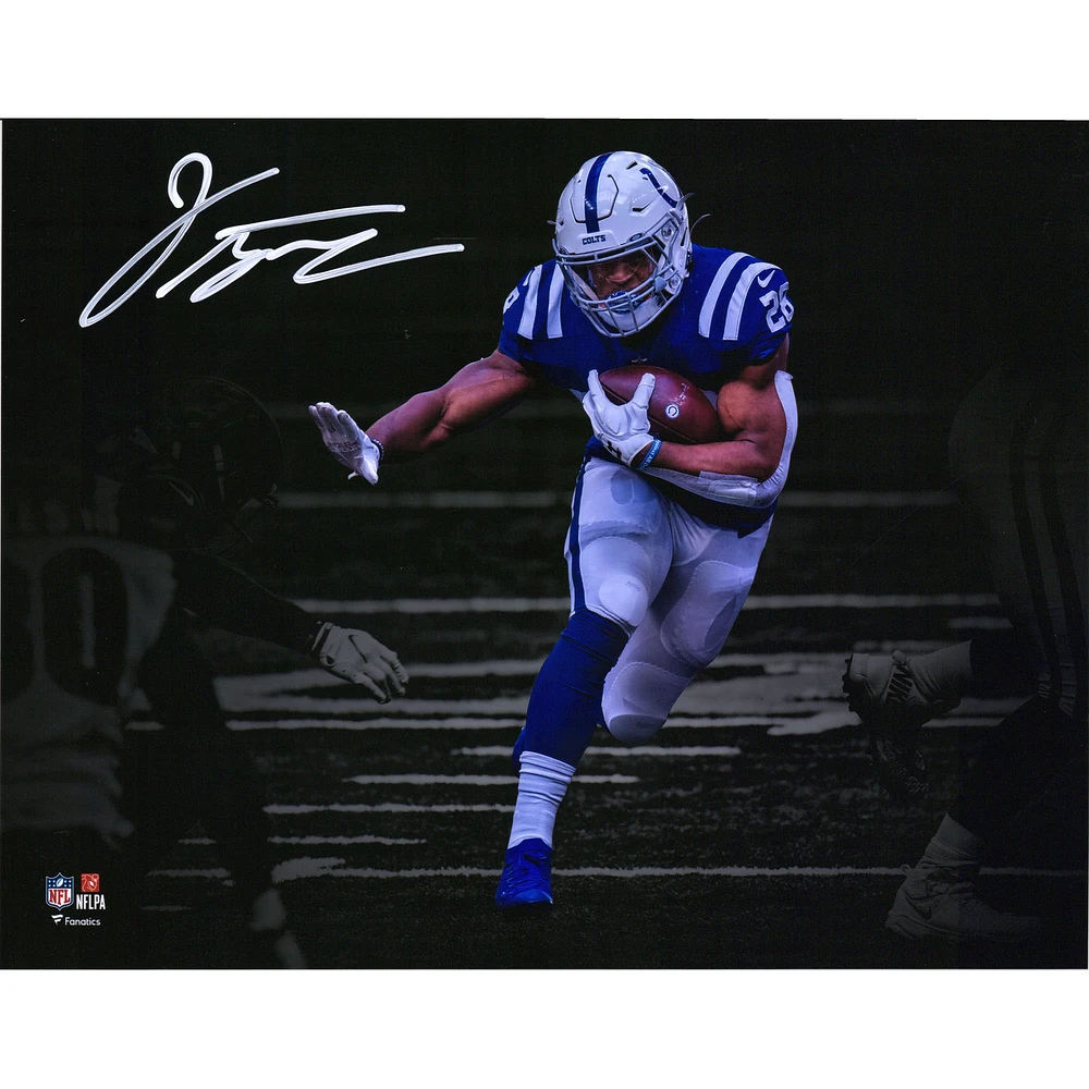 Jonathan Taylor Indianapolis Colts dédicacé 11"x 14" photographie de projecteur à bras rigide