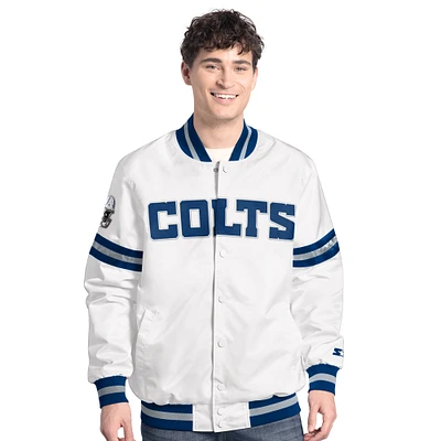 Men's Starter  White Indianapolis Colts Scout Full-Snap Varsity Jacket