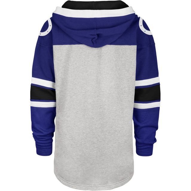 Chandail à lacets Gridiron Colts d'Indianapolis '47 gris chiné/royal pour homme - capuchon