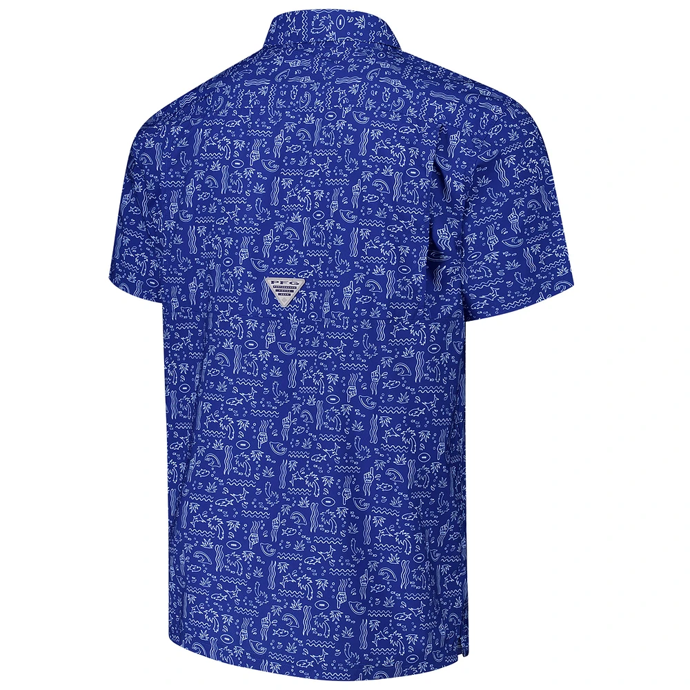 Men's Columbia PFG Royal Indianapolis Colts Super Slack Tide Omni-Wick Button-Up Shirt