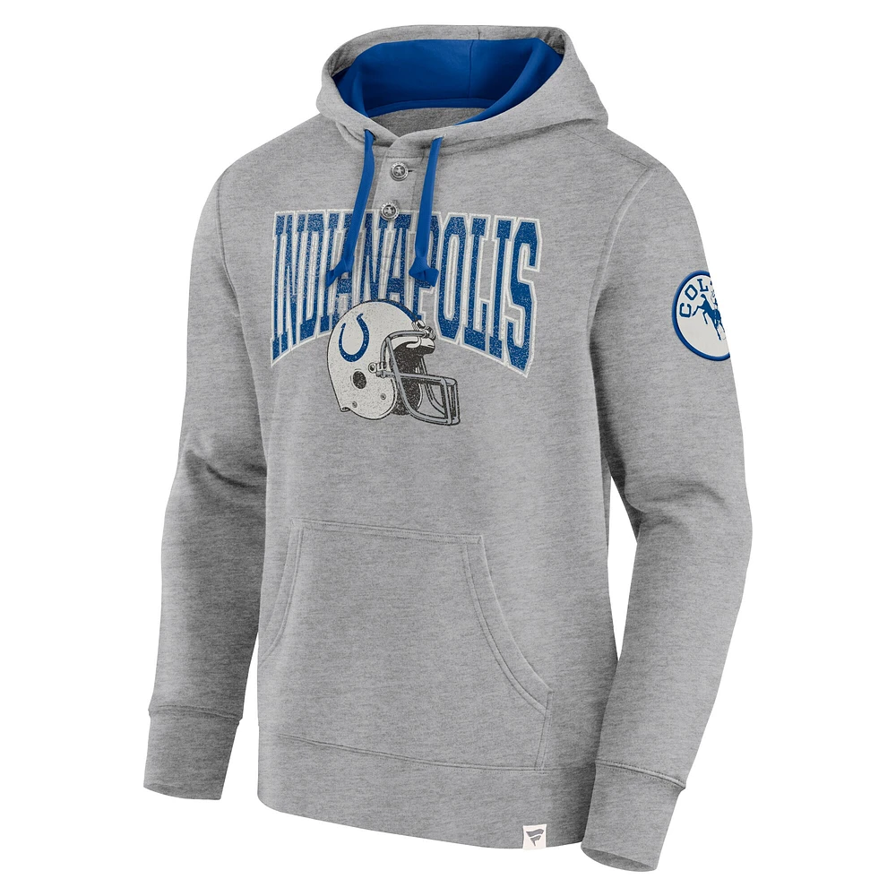 Men's Fanatics  Heather Gray Indianapolis Colts Label Maker Pullover Hoodie