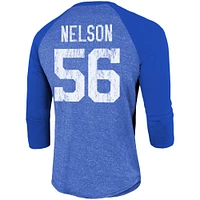 Men's Fanatics Quenton Nelson Royal Indianapolis Colts Team Player Name & Number Tri-Blend Raglan 3/4-Sleeve T-Shirt