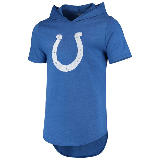 Majestic Threads T-shirt à capuche en trois mélanges avec logo principal Royal Indianapolis Colts pour homme