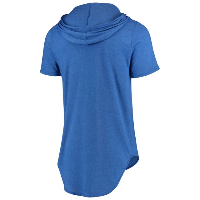 Majestic Threads T-shirt à capuche en trois mélanges avec logo principal Royal Indianapolis Colts pour homme