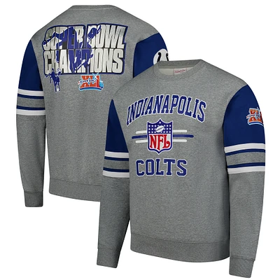 Sweat-shirt à enfiler avec logo vintage Mitchell & Ness pour hommes, gris chiné, Indianapolis Colts All Over 4.0