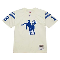 Men's Mitchell & Ness Peyton Manning Cream Indianapolis Colts Chainstitch Legacy Jersey