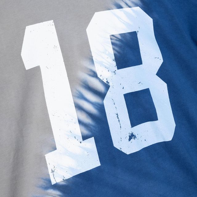 Hommes Mitchell & Ness Peyton Manning Royal/Gris Indianapolis Colts Nom et numéro du joueur à la retraite Teinture diagonale tie-dye - T-shirt encolure en V