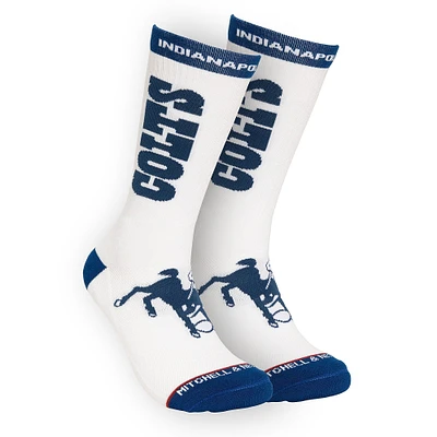 Chaussettes blanches pour hommes Mitchell & Ness Indianapolis Colts Throwback Kick Off Crew