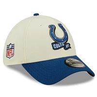 Men's New Era Cream/Royal Indianapolis Colts 2022 Sideline - 39THIRTY 2-Tone Flex Hat