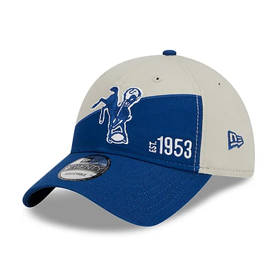 Men's New Era  Cream/Royal Indianapolis Colts 2023 Sideline Historic 9TWENTY Adjustable Hat