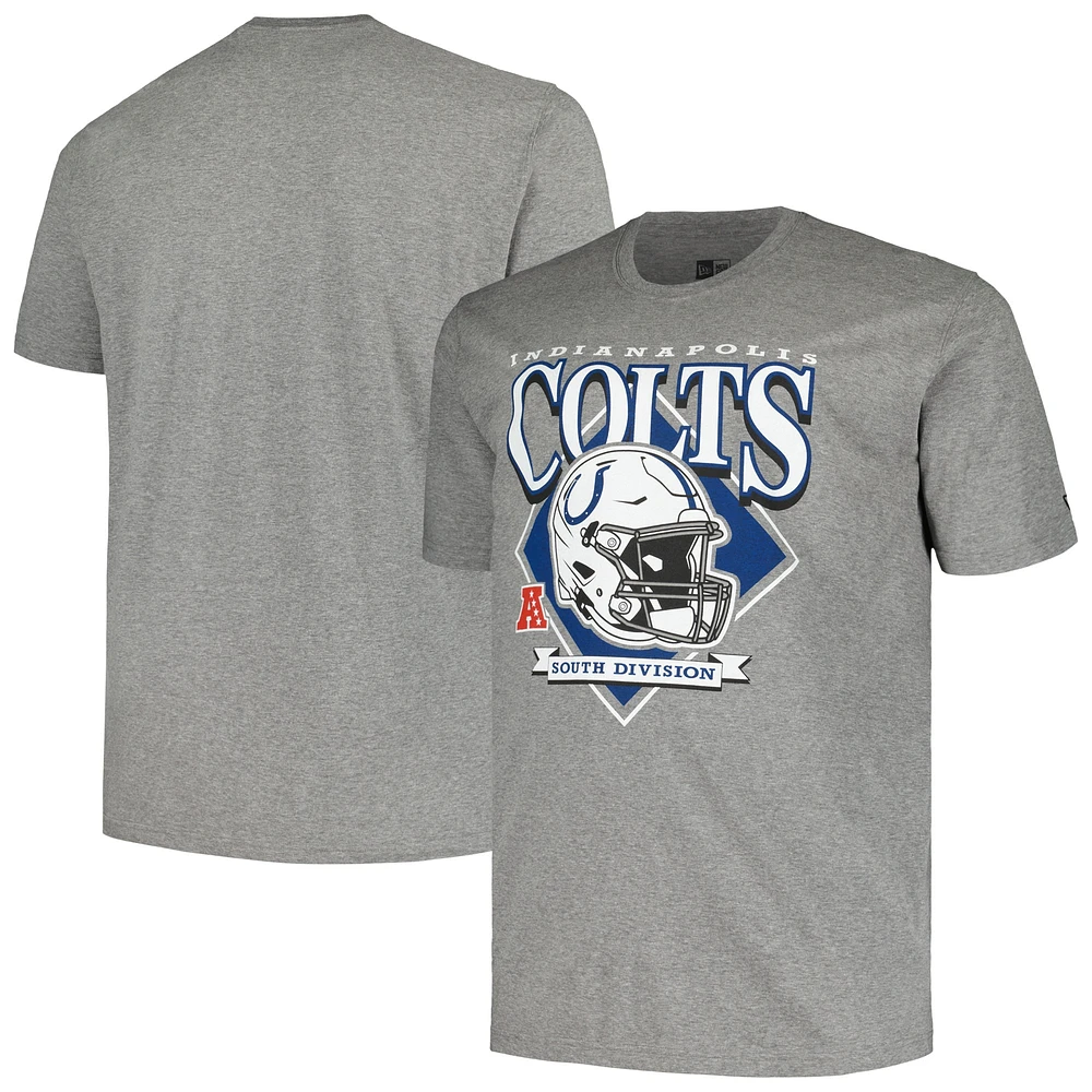 T-shirt gris avec casque Big & Tall des Colts d'Indianapolis New Era pour hommes