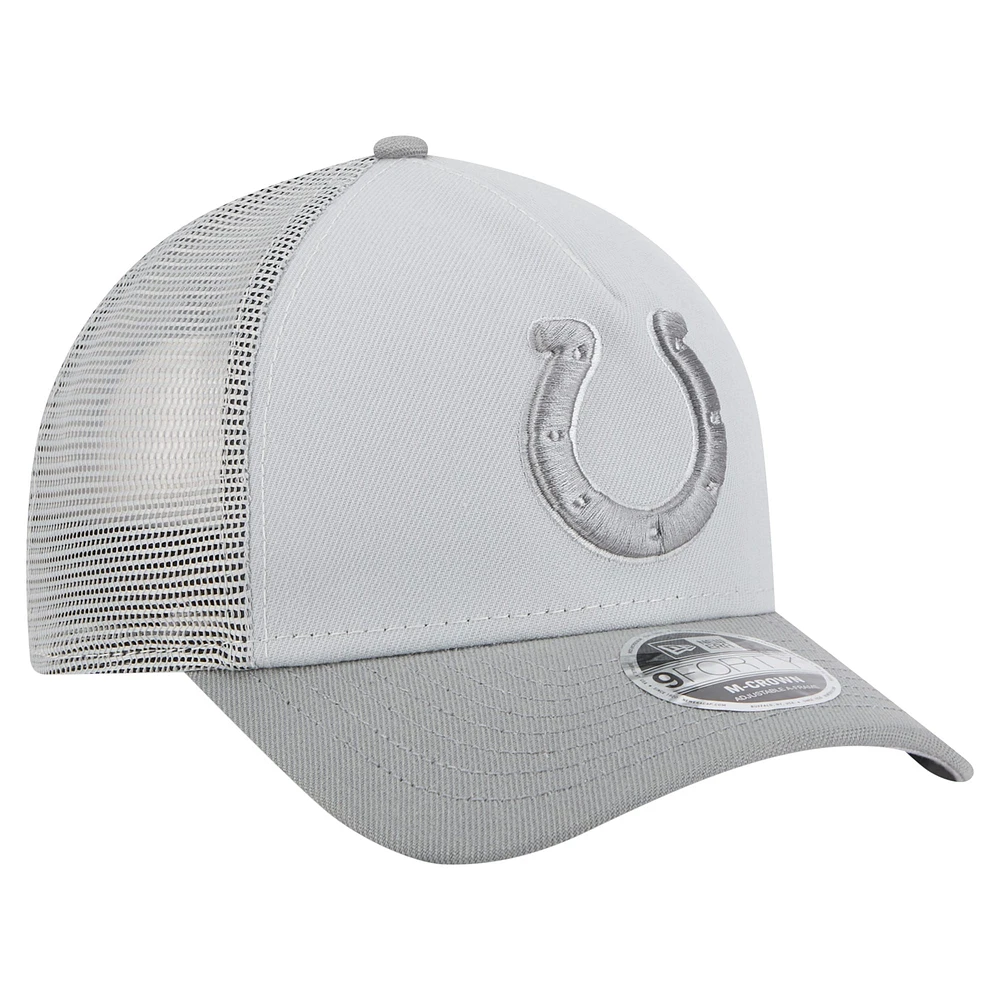 Men's New Era Gray Indianapolis Colts Domain 9FORTY A-Frame Trucker Adjustable Hat