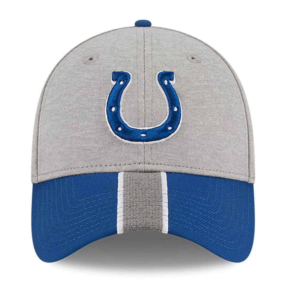 Men's New Era Heather Gray/Royal Indianapolis Colts Striped 39THIRTY Flex Hat