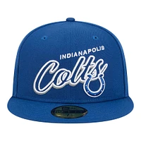 Men's New Era Royal Indianapolis Colts  Script Sided 59FIFTY Fitted Hat