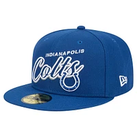 Men's New Era Royal Indianapolis Colts  Script Sided 59FIFTY Fitted Hat