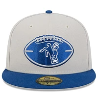 Men's New Era Stone/Royal Indianapolis Colts 2024 Sideline Historic 59FIFTY Fitted Hat