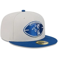 Men's New Era Stone/Royal Indianapolis Colts 2024 Sideline Historic 59FIFTY Fitted Hat