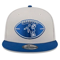 Men's New Era Stone/Royal Indianapolis Colts 2024 Sideline Historic 9FIFTY Snapback Hat