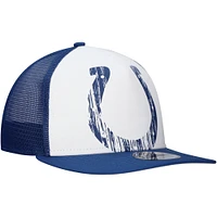 Casquette à visière plate New Era 9FIFTY A-Frame pour homme, blanche/bleue, style usé, des Indianapolis Colts