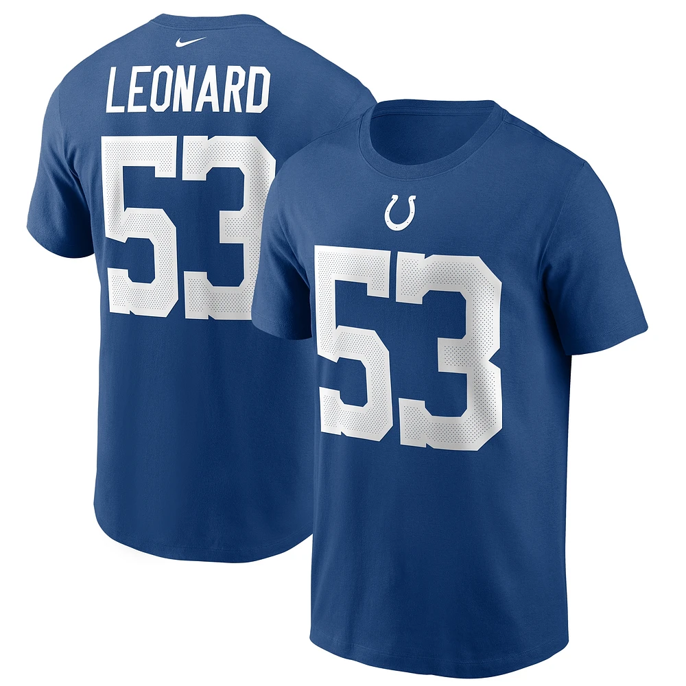T-shirt Nike Shaquille Leonard Royal Indianapolis Colts avec nom et numéro pour homme