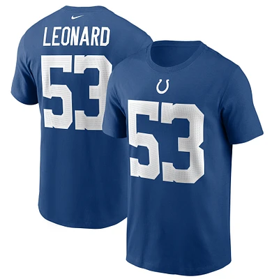 T-shirt Nike Shaquille Leonard Royal Indianapolis Colts avec nom et numéro pour homme