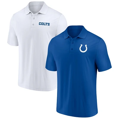 Lot de deux polos bleu royal/blanc pour homme Indianapolis Colts Dueling
