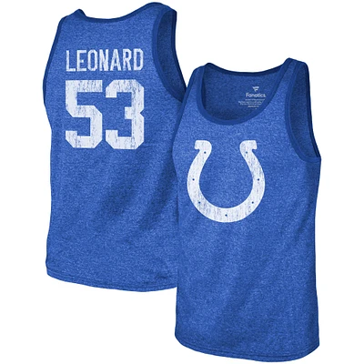 Débardeur tri-blend nom et numéro Shaquille Leonard Royal Indianapolis Colts pour homme