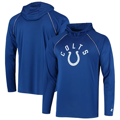 T-shirt à capuche manches longues raglan Starter Royal Indianapolis Colts pour homme