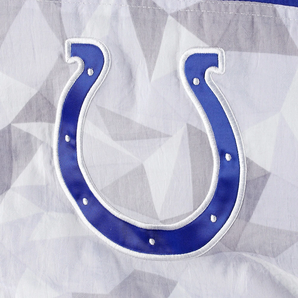 Men's Starter White/Royal Indianapolis Colts Thursday Night Gridiron Raglan Half-Zip Hooded Jacket