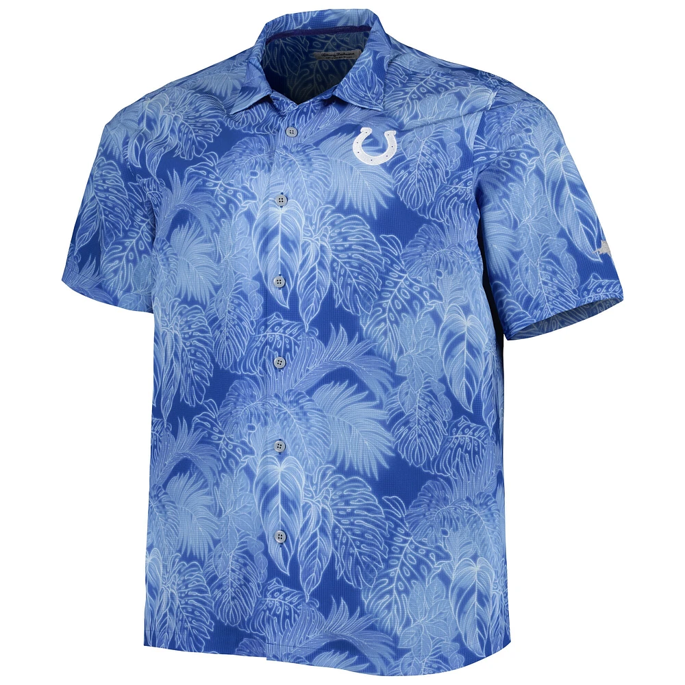 Men's Tommy Bahama Royal Indianapolis Colts Big & Tall Coast Luminescent Fronds Camp IslandZone Button-Up Shirt