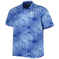 Men's Tommy Bahama Royal Indianapolis Colts Big & Tall Coast Luminescent Fronds Camp IslandZone Button-Up Shirt