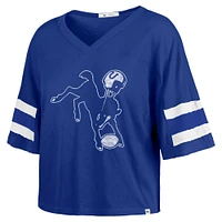 Women's '47 Royal Indianapolis Colts  Double Header Scout Cropped V-Neck T-Shirt